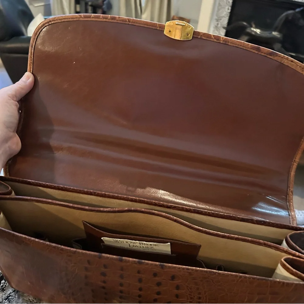Gorgeous Brown Crocodile Embossed Leather Men's briefcase Bag executive VIP